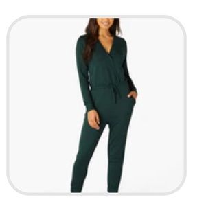 Beyond Yoga | “Cross Your Heart” Cozy Fleece Hunter Green Jumpsuit | Size S